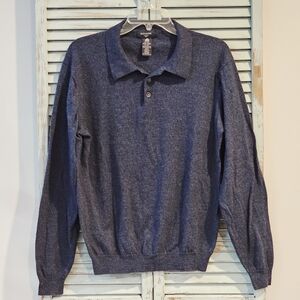 DOCKERS Mens LT/GL Blue Australia 100% Pure New Merino Wool Mark Polo Sweater